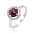 Abiding Natural Black Garnet Halo Ring Fashion 925 Sterling Silver Engagement Ring Jewelry for Wedding