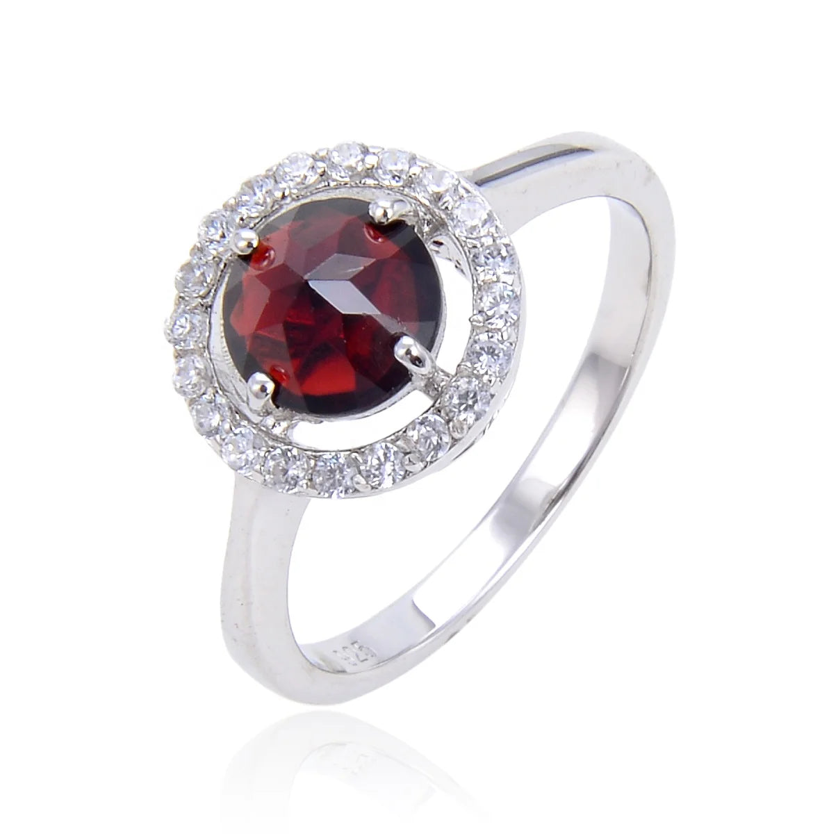 Abiding Natural Black Garnet Halo Ring Fashion 925 Sterling Silver Engagement Ring Jewelry for Wedding
