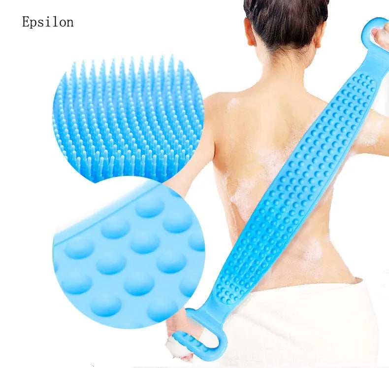 Epsilon Silicone Back Bath Shower Wash Body Belt Brush Bath Towel Exfoliating Body Brush