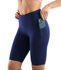 Women's High Waisted Biker Moisture Wicking Shorts with Side Pockets Tummy Control Workout Yoga Gym Running Breathable Shorts
