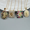 Wholesale Metal Zircon Guadalupe Virgin Mary Pendant Necklace Jewelry for Women Fashion Religious Gifts