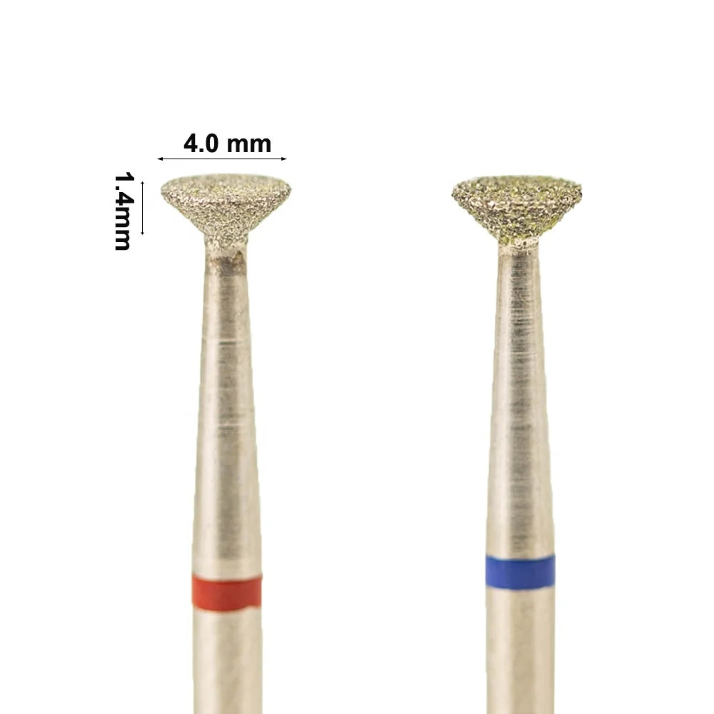 F M Safety Flat Tapered Fan-Shaped Russian Efile 4.0mm Inverted Cone Cuticle Diamond Nail Drill Bits for Manicure Cleaner Cutter