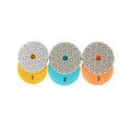 2024 True Shine JXSP4098-3 4 Inch 3 Step Resin+Diamond Powder Polishing Pads OEM Wet/Dry with #1-3 Grit Long Lifespan for Stone