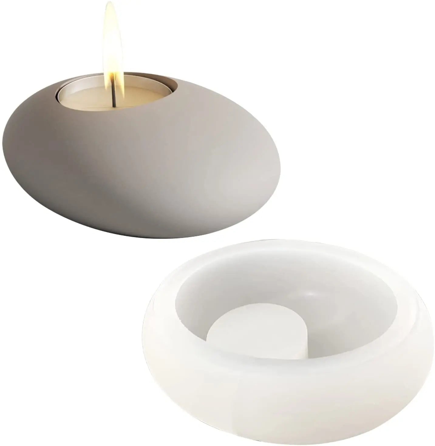 Cobblestone Candlestick Silica Gel Mold Concrete Flowerpot Mold Manual Cement Candlestick Table Decoration