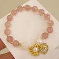 Wholesale Fresh Water Pearl Bracelet Shell Crystal Gemstone Bracelet Strawberry Quartz Beads Bracelet for Women