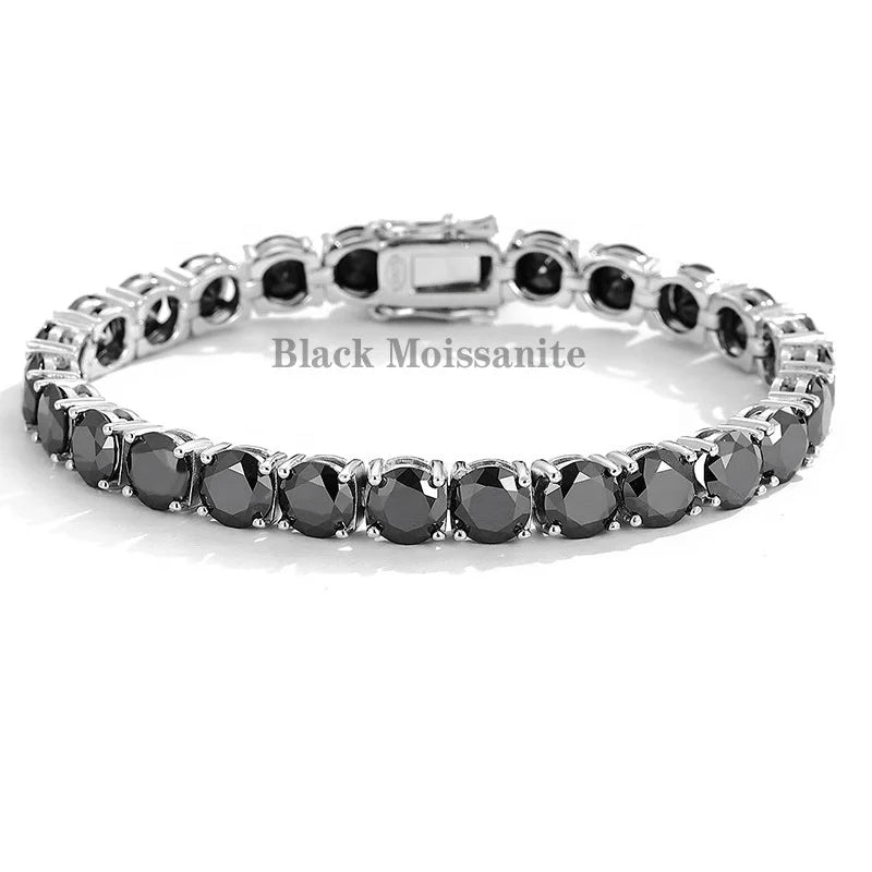 GRA Certified Punk-Style Black 5A Moissanite Brilliant Cut Tennis Bracelet 925 Silver Women's (3mm/4mm/5mm/6.5mm) | Hip Hop