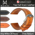 MAIKES Full Grain Cow Leather Strap Men's Vintage Watch Bracelet Handmade Accessories For Omega Hamilton watch band