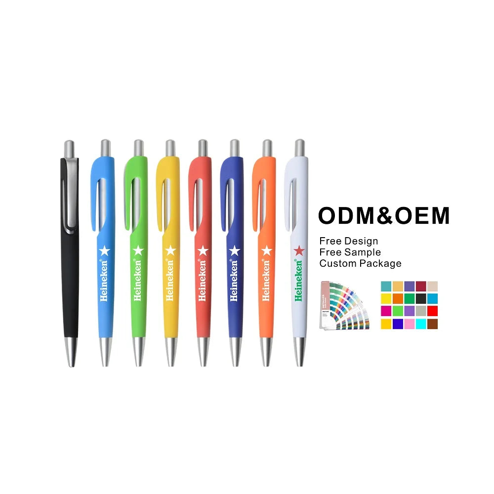 Custom Logo ABS Plastic Sports Ballpoint Pen Click-function 1.0mm Writing Width Black/Blue Ink Promotional Biro Pen for Office