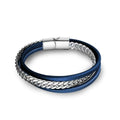 New Arrive Fashion Stainless Steel Three Layer Leather Rope Magnetic Buckle Hip Hop Vintage Men's Personalized Gift Bracelet