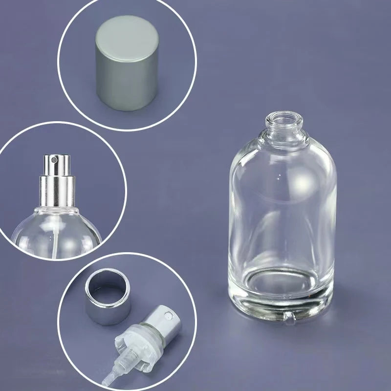 Factory Hot Sale 30ml/50ml/100ml Transparent Bayonet Glass Perfume Bottle Fashion Round Laboratory Spray Bottle
