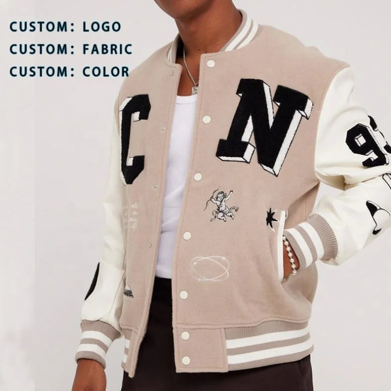 OEM Latest Customize Logo Colorful Blank Men's Varsity Jacket Oversized Men's Heavyweight Unisex Baseball Jacket Embroidery LOGO
