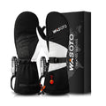 High Performance Waterproof Full Finger Lithium Battery Heated Mittens 7.4V 3000MAH Battery Black White 7-Layer Thermal Skiing