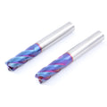 Nano Blue CNC Tungsten Solid Carbide Milling Cutter HRC65 2/4 Flutes Corner Radius Bull Nose End Mill