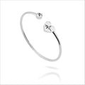 Fashion Matching Couple Elastic Peach Heart Bracelet Charm Open Bangle Stainless Steel Gift Bracelets Jewelry