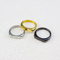 Fashion Simple Gold Plated Signet Rings Stainless Steel Waterproof Square Band Flat Top Signet Women Men's Ring Design
