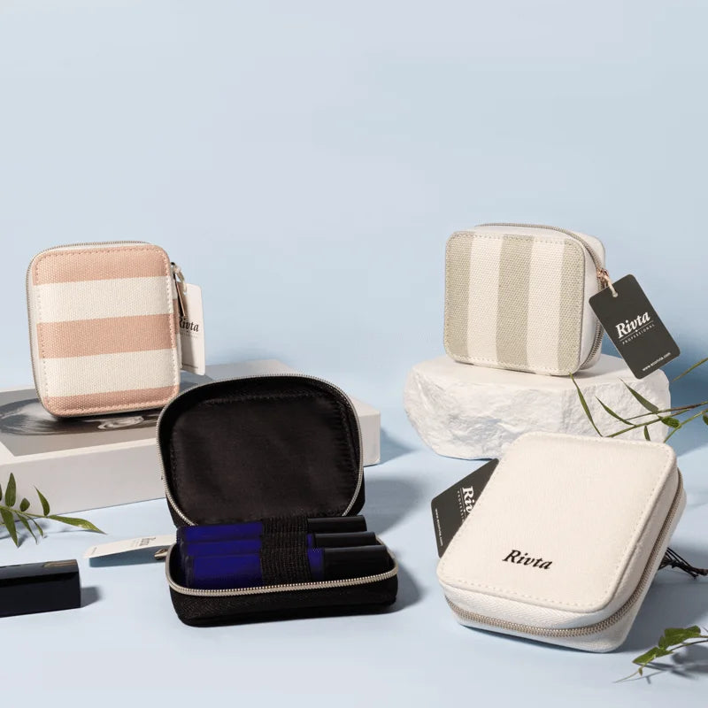 Wholesale Custom 10Ml 15Ml Bottles Bamboo Travel Aromatherapy Pouch Packaging Essential Oil Storage Makeup Cosmetic Bag Case