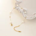 Summer Jewelry 18K Gold Plated Stainless Steel Waterproof Anklet Thin Chains Imitation Pearls Bracelet Anklets for Women