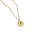 Fashion Gold Plated Demon Eye Stainless Steel Lip Chain Necklace Cubic Zirconia CZ Green Evil Eyes Necklace