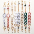 Gold Plated Acrylic Phone Chain Lanyard Wrist Strap Holder Chain Cute Handmade Acrylic Chain Custom Phone Charm Decoration