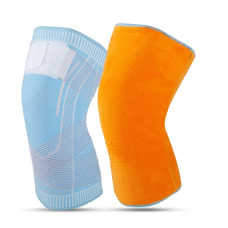 JRHX001 OLLAS 3D Nylon Knitted Knee Brace Wth Adjustable Straps Compression Knee Pads for Running  Fleece Knee Pads