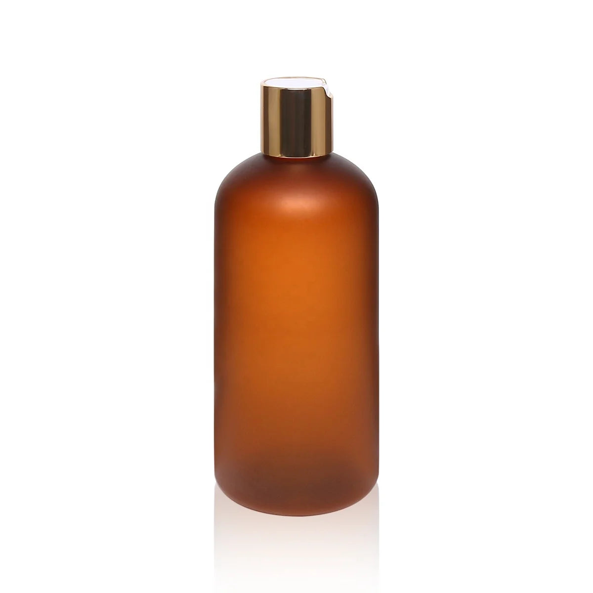 500ml Brown Frosted Empty Glass Shampoo Bottle With Gold Disc Top Cap Amber Essential Oil Bottles Cosmetic Packaging