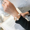 HOVANCI Creative Design 18K Gold Plated Cuff Pearls Bangle Bracelet Open Double Layered Asymmetric Baroque Pearl Bracelet