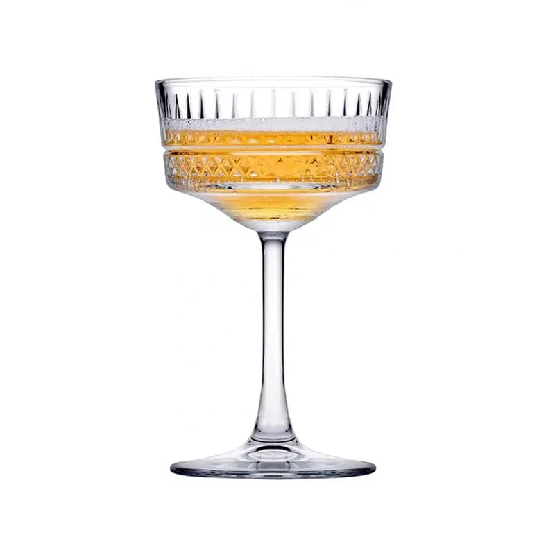 Luxurious Dining Set and Bar Glass and Cups Tall Ribbed Coupe Cocktail Glass Cup Glass for Juice Luxury