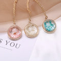 Transparent Glass Pendant Necklace for Female Creative Artificial Flowers with Diamond Main Material Alloy