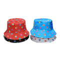 Landfond Double Sided Sun Hats Adult Cartoon Colorful Striped Polka Dot Mushroom Print Reversible Women Bucket Cap Hat