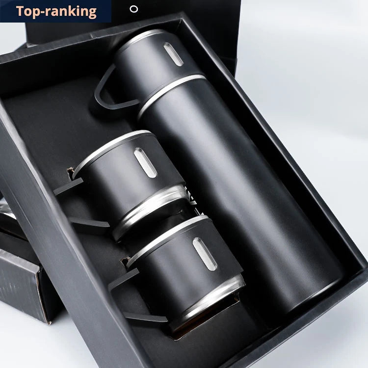 New Product Ideas Eco Friendly 500ml Stainless Steel Vacuum Thermos Insulated Water Bottle with 3 Cups