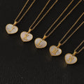 Women's 26 Initial Letter Pendant Necklace Stainless Steel Alphabet & Heart Shape Shell Gold Plated Christian Religious Type