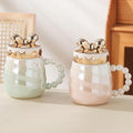 European Creative Pearl Glaze Bow Mug Niche Design Sense Large Capacity Mug With Lid