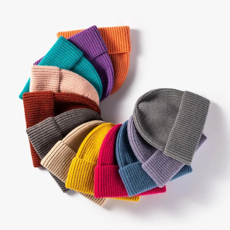 Autumn Winter Casual Korean Style Simple Knitted Cap Customized Size with Designer Logo-Wholesale Winter Beanie for Women