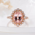 Natural Pink Morganite with Diamond Jewelry  Real 18k Gold Halo Gemstone Engagement Rings for Women