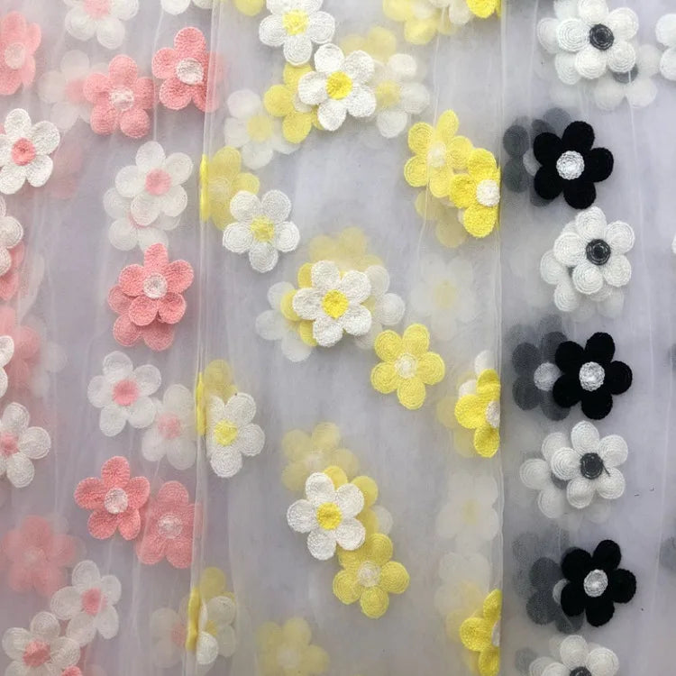 New Embroidered Lace Tulle Fabric 100% Polyester Lightweight Breathable Children's Dress Wedding Fabric