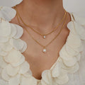 Hot Selling Ladies' Stainless Steel Double Layer Chain Necklace Gold Plated Pearl Cubic Pendant Fashionable Fashion Necklaces