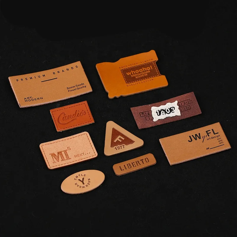 Wholesale PU Leather Labels Factory Price Custom Debossed Logo Washable Garment Real Repair Leather Patches for Jeans