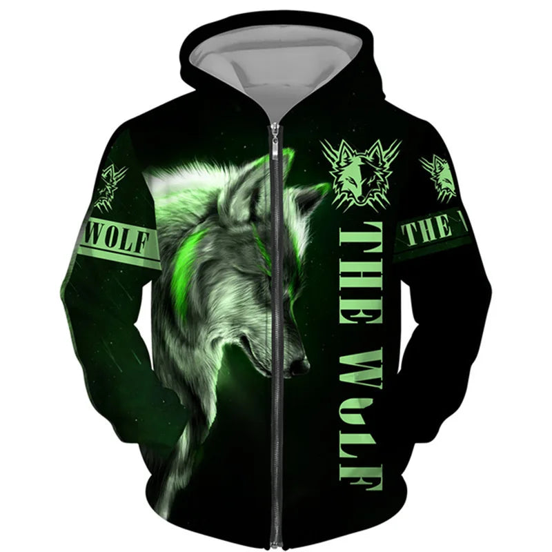 EVERTOP Custom Logo 3D Digital Printed Tiger Lion Anime Series Hoodie/Sweatshirt Zipper Autumn Pattern for Personalized Outfit