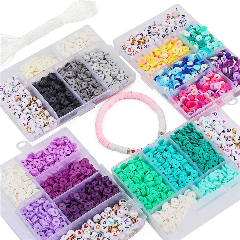 Hot Selling 2024 6mm Flat Round Bead Polymer Clay Bead DIY Bracelet Item Jewelry Making Set Wholesale