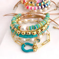 Jingcan Crystal  Bohemian Women Summer Clay Bead Customized Beaded Bracelet Exaggerated Adjustable Pearl Bead Bracelet Sets