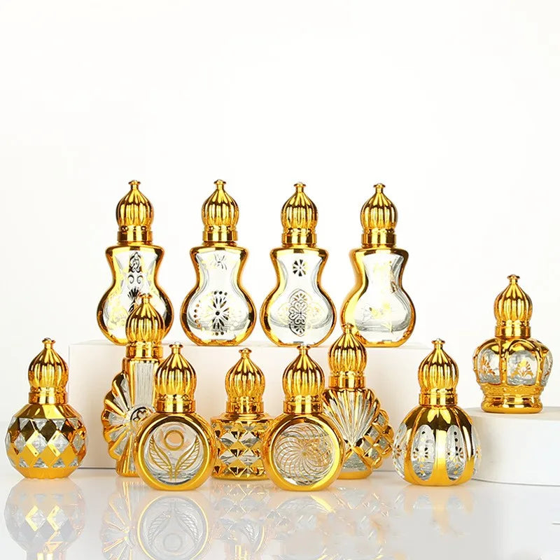 10ml 12ml 15ml Portable Roll-on Glass Essential Oil Bottle Gold Plating UV Cap Screen Printing Surface Refillable Bottles