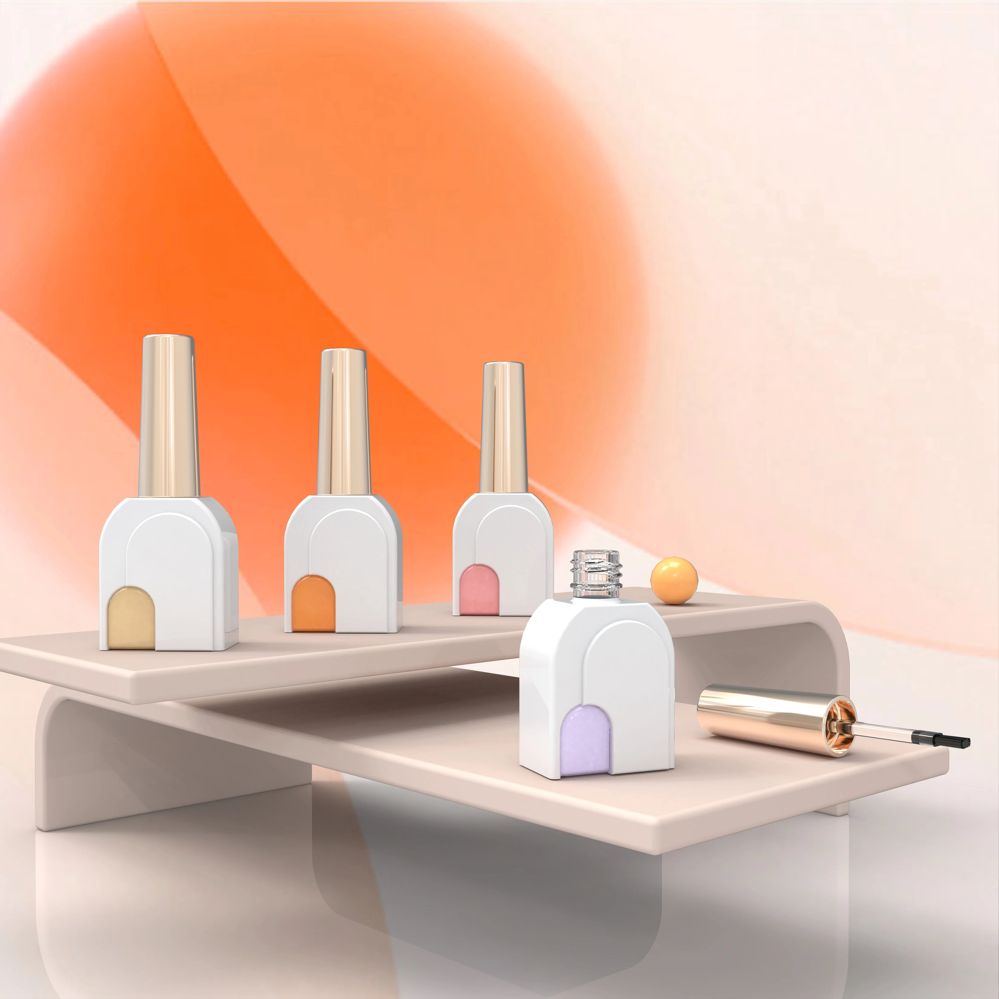 12ml Factory Customized Private Label Empty Glass Nail Art Liner Bottles Luxury Nail Polish Bottle with Metal Caps