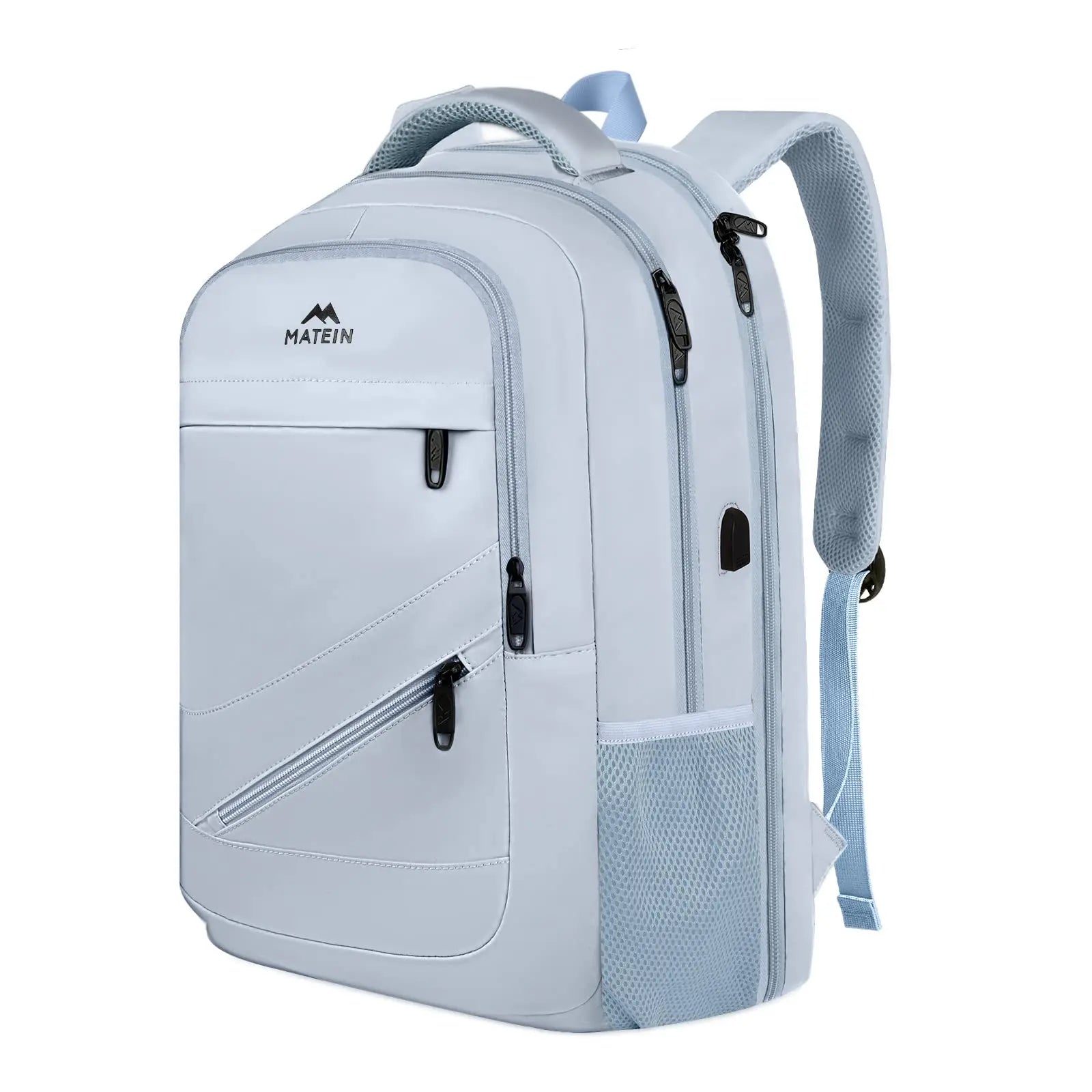 Best Professional Slim Light Blue Lightweight Water Resistant 17in Laptop Backpack for Women Guys