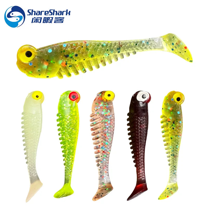 Fishing Lure Luya Bionic T-tail Small Fish Bait Luminous Freshwater  Soft Plastic Small Colored T-tail Fish Lure