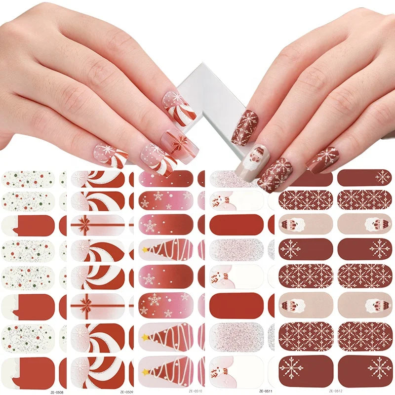 Beauty Top New Srrival 3D Plastic Nail Stickers Non-Toxic Long Lasting Gel Nail Wraps Christmas Design Waterproof