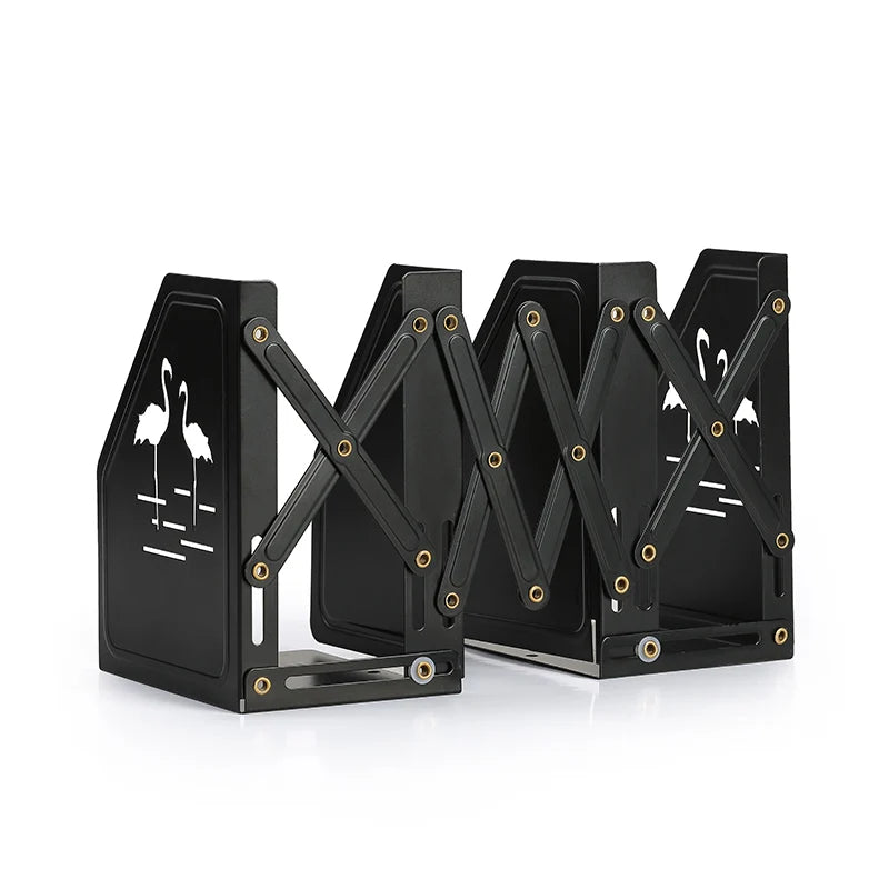 Customizable Black Metal 1-Piece Bookcase Adjustable Book Stand Retractable Bookends for Desktop Stationery Storage Custom Color