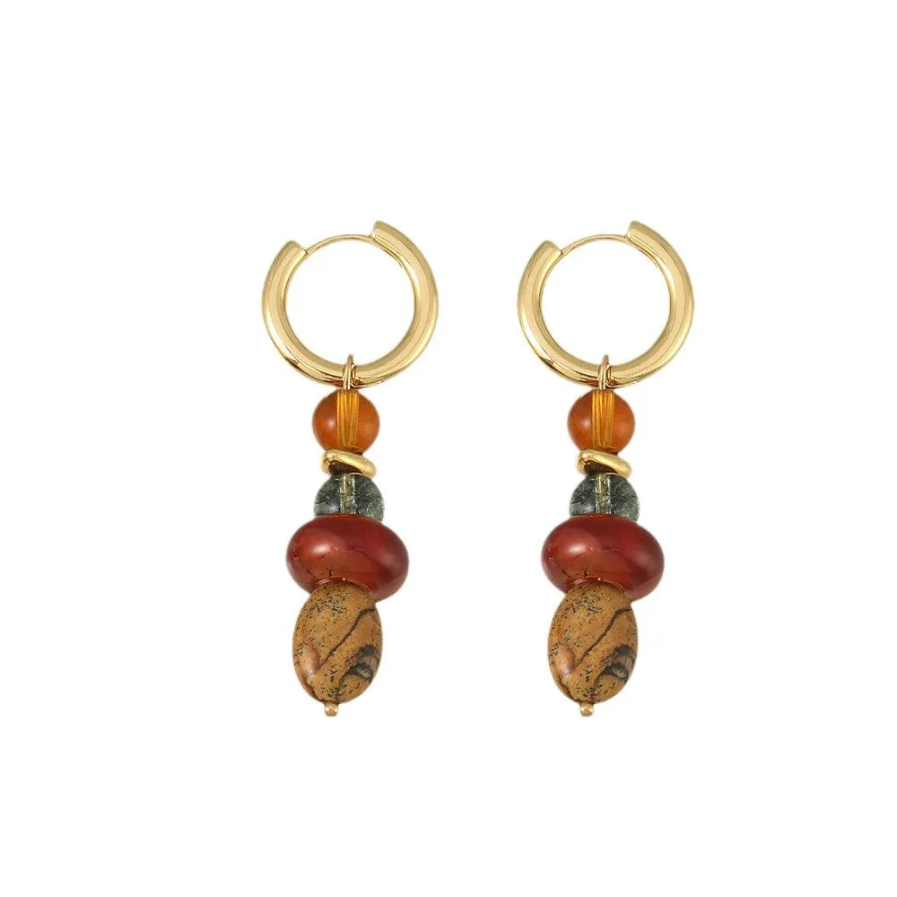 Shescity Trendy High-End Designer Gold Plated Drop Earrings Natural Stone Crystal Jewelry Women Drop Earrings for Gifts
