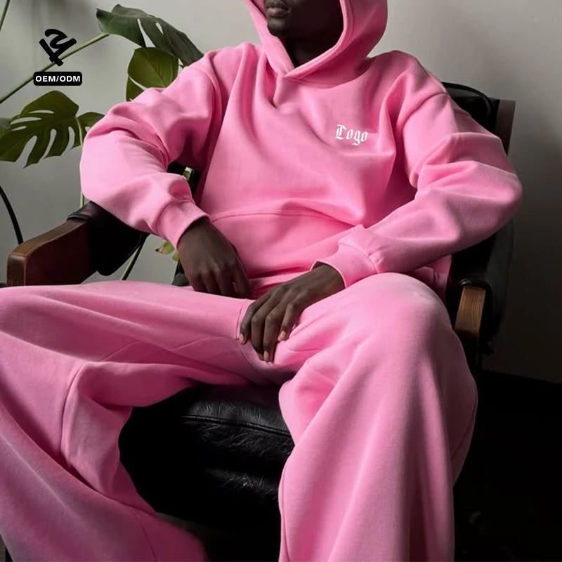 Custom Oversized Hoodie Sweatpants Set Unisex Pullover Sweatshirt Jogger Tracksuit for Streetwear Lounge Wear Hoodie Set
