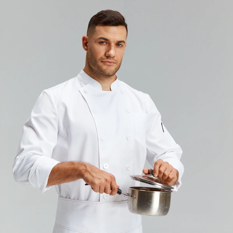 240gsm 20% Cotton Customized Modern Formal Chef Coat Comfortable Restaurant & Bar Uniform with Logo