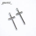 YuenZ Antique silver color Cross Charms Metal Pendant Diy Charms Necklace Bracelet Jewelry Making 31*12mm T89